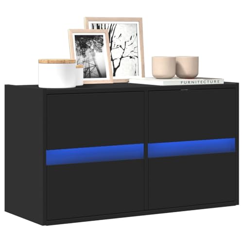 Woonisher TV-Wandschrank mit LED-Beleuchtung Schwarz 80x31x45 cm tv Schrank Sideboard fernsehschrank von Woonisher
