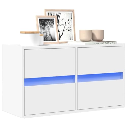 Woonisher TV-Wandschrank mit LED-Beleuchtung Weiß 80x31x45 cm tv Schrank Sideboard fernsehschrank von Woonisher
