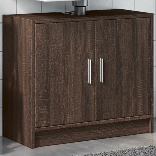 Woonisher Waschbeckenschrank Braun Eichen-Optik 63x29x55 cm Holzwerkstoff badmöbel Set mit spiegelschrank von Woonisher