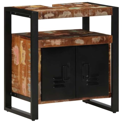 Woonisher Waschbeckenunterschrank 55x35x60 cm Altholz Massivholz badmöbel Set mit spiegelschrank von Woonisher