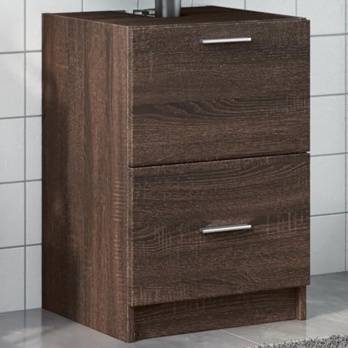Woonisher Waschbeckenunterschrank Braun Eichen-Optik 40x37x59 cm badmöbel Set mit spiegelschrank von Woonisher