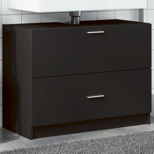 Woonisher Waschbeckenunterschrank Schwarz 78x37x59 cm Holzwerkstoff badmöbel Set mit spiegelschrank von Woonisher