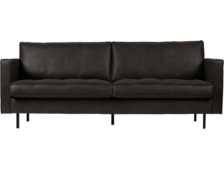 2,5-Sitzer WOOOD Rodeo Classic , schwarz, B:230cm H:83cm T:88cm, Sofas, frei im Raum stellbar, mit recyceltem Leder, H 83 cm x B 230 cm von Woood