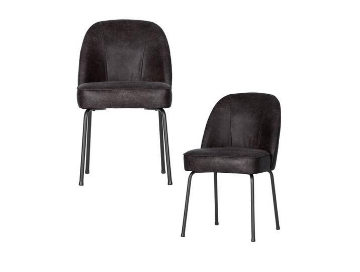 2er Set Esszimmerstühle aus Leder, Schwarz von Woood