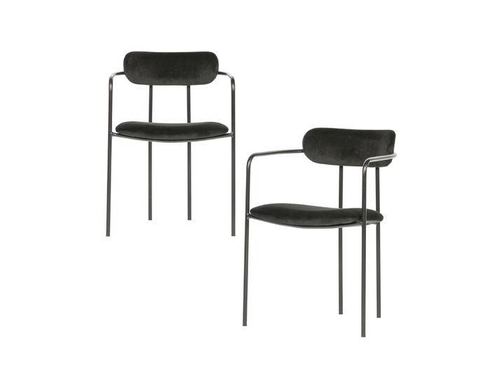 2er Set Esszimmerstühle aus Samtstoff Schwarz von Woood