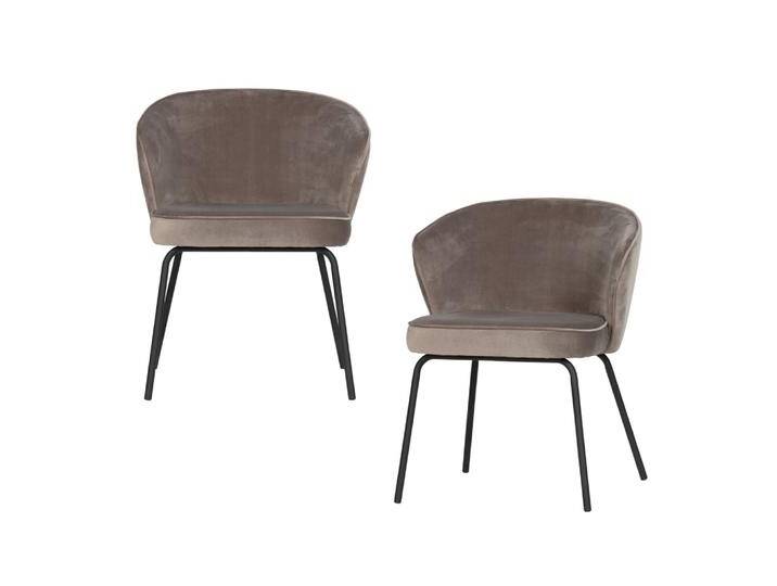 2er Set Esszimmerstühle aus gewebtem Samtstoff, Khaki von Woood
