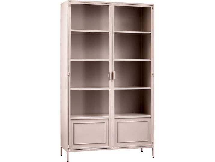 Vitrine WOOOD Ronja , rosa, B:110cm H:189cm T:43cm, Eisen, Schränke, Halbglasvitrine aus pulverbeschichtetem Metall, H 189 cm x B 110 cm von Woood
