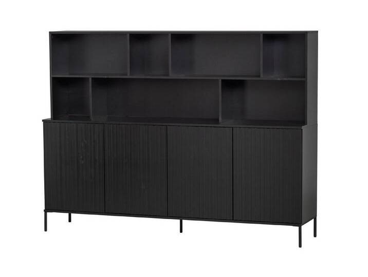 WOOOD Buffet Wandschrank Gravure aus Kiefernholz Schwarz, schwarz, Schwarz von Woood