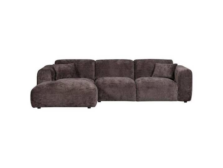 WOOOD Ecksofa Chaiselongue Cloud aus Chenille-Stoff Links, Braun, braun, Braun, Braun von Woood