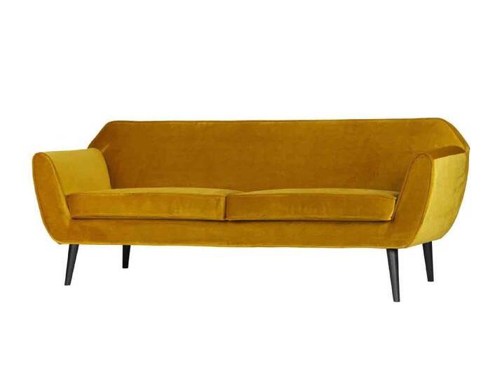 WOOOD Sofa Rocco Samt, 187cm Gelb, gelb, 187, Gelb, Ocker von Woood