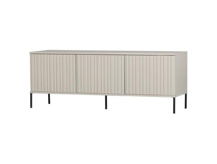 WOOOD TV-Board Gravure aus Kiefernholz 150 cm, Dust, Push-to-Open-System, grau, Kiefernholz (FSC-zertifiziert), Metall, Hellgrau, Dust von Woood