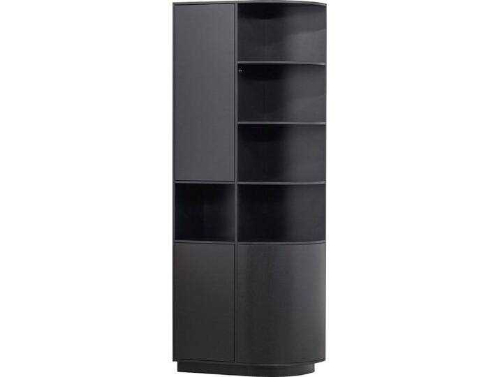 WOOOD Vitrine Finca mit modernem Push-to-Open-System, Breite 78 cm, schwarz, Regalelement oben rechts von Woood