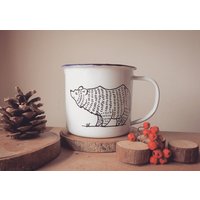 Emaille-Tasse - Bär Personalisiert Handbemalter Becher Für Camping Und von WooodlandFactory