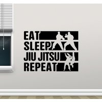 Jiu Jitsu Wandtattoos Vinyl Aufkleber Eat Sleep Repeat Sign Jiu-Jitsu Wanddekoration Gym Poster Wrestling Wall Art Geschenke 1445 von WoopyDecalShop