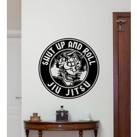 Jiu Jitsu Wandtattoos Vinyl Aufkleber Teufel Shut Up & Roll Sign Jiu-Jitsu Wanddekoration Gym Poster Wrestling Wall Art Geschenke 1476 von WoopyDecalShop