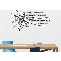 With Great Power Comes Responsibility Wandtattoo Vinyl Sticker Spider Superheld Zitat Schild Wanddeko Poster Gym Wandkunst Geschenk 1464 von WoopyDecalShop