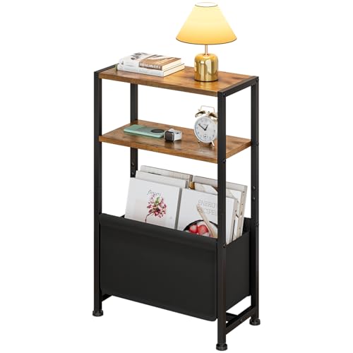 Wooruy Beistelltisch für kleine Räume,3-stöckiger Beistelltisch aus Holz mit Oxford-Gewebekorb, schmaler Nachttisch, Couchtisch klein, für Wohnzimmer und Schlafzimmer, 40x18x65cm Wooruy Beistelltisch für kleine Räume,3-stöckiger Beistelltisch aus Holz mit Oxford-Gewebekorb, schmaler Nachttisch, Couchtisch klein, für Wohnzimmer und Schlafzimmer, 40x18x65cm von Wooruy