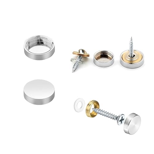 Wopanxye 12 Stück Spiegelschrauben Panelschrauben 10mm Edelstahl Zierschrauben Dekorative Nägel mit Kappen Zierschrauben Silber abdeckkappen schrauben Chrom schraubenkappen für Spiegel Holz Dekoration von Wopanxye