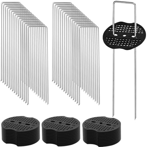 Wopanxye 30 Stück U-Form Bodenanker, 200 mm x 40 mm Silber Scharfe Enden Kunstrasen Heringe, Carbonstahl, für Kunstrasen, Bewässerungs Schläuche, Gartenvliese, Netz von Wopanxye