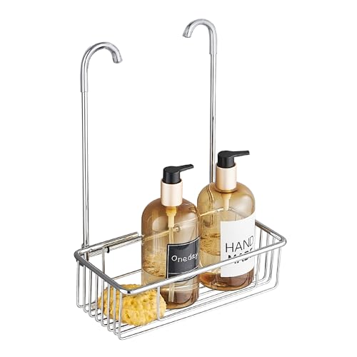 Wopeite Duschablage zum Hängen, Duschablage ohne Bohren, Duschregal Duschkorb aus Edelstahl, Shampoo Halterung für Dusche Aufhängen an der Mischbatterie, 25 x 35 x 13 cm, Silber von Wopeite