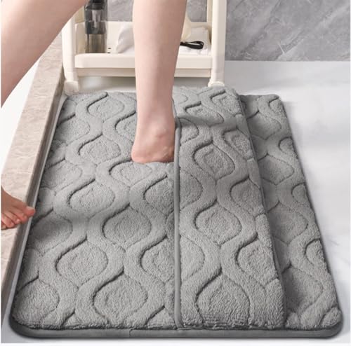Badezimmerteppich Duschvorleger rutschfest Badvorleger Badematte Home Decoration Bath Badteppich Badaccessoires Duschteppich Deko Fußmatte Bad Waschbar Bathroom Rug Mat Wohnung Must Have Grau 40x60cm Badezimmerteppich Duschvorleger rutschfest Badvorleger Badematte Home Decoration Bath Badteppich Badaccessoires Duschteppich Deko Fußmatte Bad Waschbar Bathroom Rug Mat Wohnung Must Have Grau 40x60cm von Woplagyreat