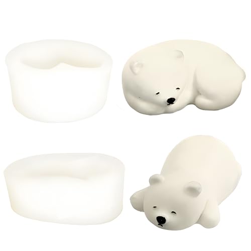 Silikonformen Gießformen Silikonform 2 Stück 3D DIY Tiere Silikon Giessformen Kerzenformen Zum Gießen Kerzen Selber Machen Formen Duftkerze Bastelset Erwachsene Basteln Silicone Mold Eisbär von Woplagyreat