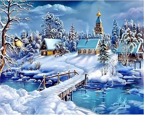 Woplagyreat Diamond Painting Erwachsene Diamant Bilder Dimondpaintin Blumen 5d Landschaft Diamanten Crystal Art Rahmen 40x30 Groß Deko Wohnzimmer Wanddeko Schlafzimmer Pflanzen Aesthetic Winter von Woplagyreat