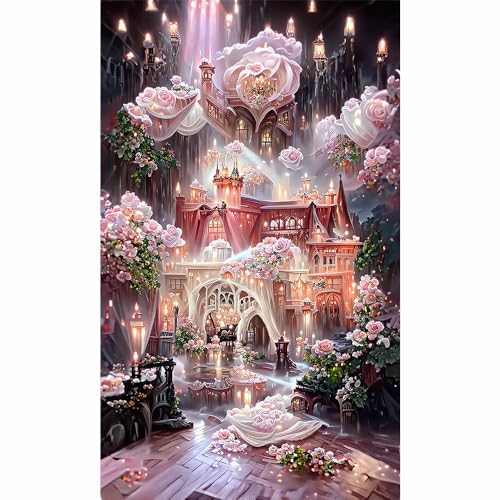 Woplagyreat Diamond Painting Erwachsene Diamant Bilder Dimondpaintin Blumen 5d Landschaft Diamanten Crystal Art Rahmen 70x40 Groß Deko Wohnzimmer Wanddeko Schlafzimmer Pflanzen Aesthetic Schloss von Woplagyreat