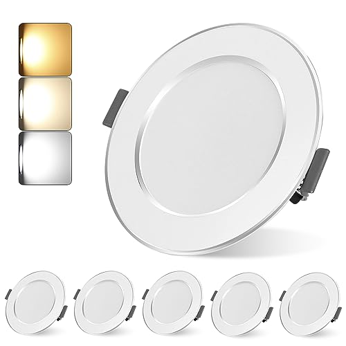 Led Einbaustrahler 230V 6er Set, 7W Ultra Flach Led Spots, Warmweiß Neutralweiß Kaltweiß Einstellbar Einbauleuchten, Einbauleuchten Deckenspots für Badezimmer Küche Wohnzimmer Led Einbaustrahler 230V 6er Set, 7W Ultra Flach Led Spots, Warmweiß Neutralweiß Kaltweiß Einstellbar Einbauleuchten, Einbauleuchten Deckenspots für Badezimmer Küche Wohnzimmer von Woputne
