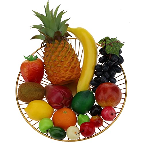 Woration 18Stück Gefälschte Ananas Weintraube Banane Erdbeere Kiwi Limette Zitrone Nektarine Simulation Mini Olive Orange Birne Apfel Granatapfel Künstliche Früchte Dekoration Satz von Woration