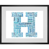 Personalisierter " H Buchstabe Initial Name Word Art Print von WordArtbyWW