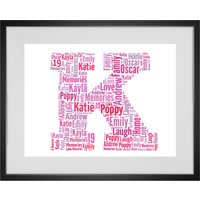 Personalisierter " K Buchstabe Initial Name Word Art Print von WordArtbyWW
