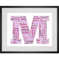 Personalisierter " M Buchstabe Initial Name Word Art Print von WordArtbyWW