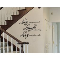 Lachen Sie Leben Liebe Vinyl & - Art Angebote Aufkleber Wandaufkleber Großer Eingangsbereich-Dekor-Idee von WordFactoryDesign