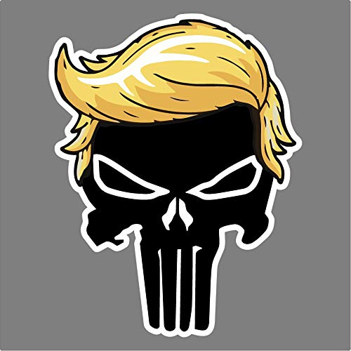 Work House Signs Trump Punisher mit Haar Donald Trump Präsident 2024 - Magnetischer Autoaufkleber in Schwarz mit Schädel-Muster für Glas-Fenster, Outdoor-Gebrauch von Work House Signs