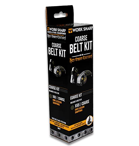 WORK SHARP® - Ken Onion Edition Belt Kit X65 Coarse - 5 er Gewebe-Schleifband Set - Premium Schärfband mit Körnung P220 - Profi Ersatzbänder in Industrie Qualität von Work Sharp