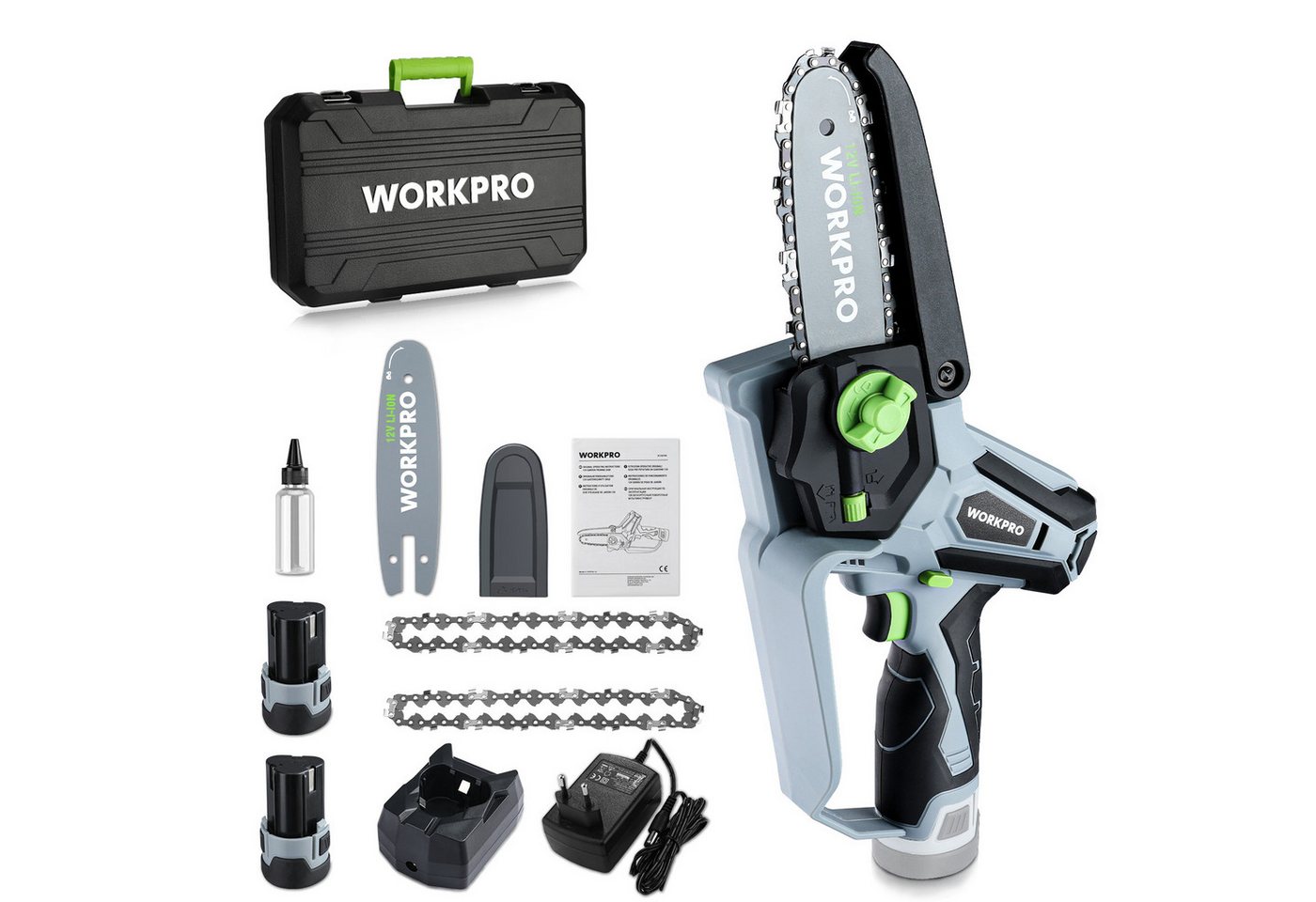 WorkPro Akku-Kettensäge 12V, Mini-Astschere, ideal für Gartenarbeit WorkPro Akku-Kettensäge 12V, Mini-Astschere, ideal für Gartenarbeit von WorkPro