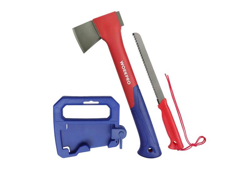 WorkPro Axt Multifunktionales Outdoor-Axt-Säge-Set, mit Aufbewahrungshülle von WorkPro