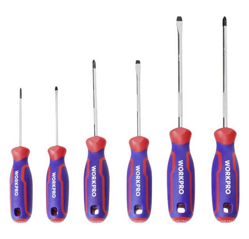 WorkPro Bit-Schraubendreher WorkPro 6 tlg Universal Schraubendreher-Set PH0, PH1, PH2 von WorkPro