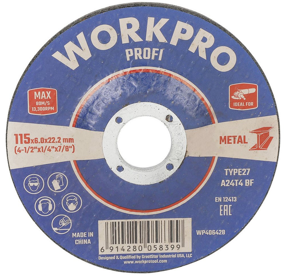WorkPro Schleifscheibe WorkPro WP406428 Schleifscheibe Durchmesser 115 mm 5 St. WorkPro Schleifscheibe WorkPro WP406428 Schleifscheibe Durchmesser 115 mm 5 St. von WorkPro