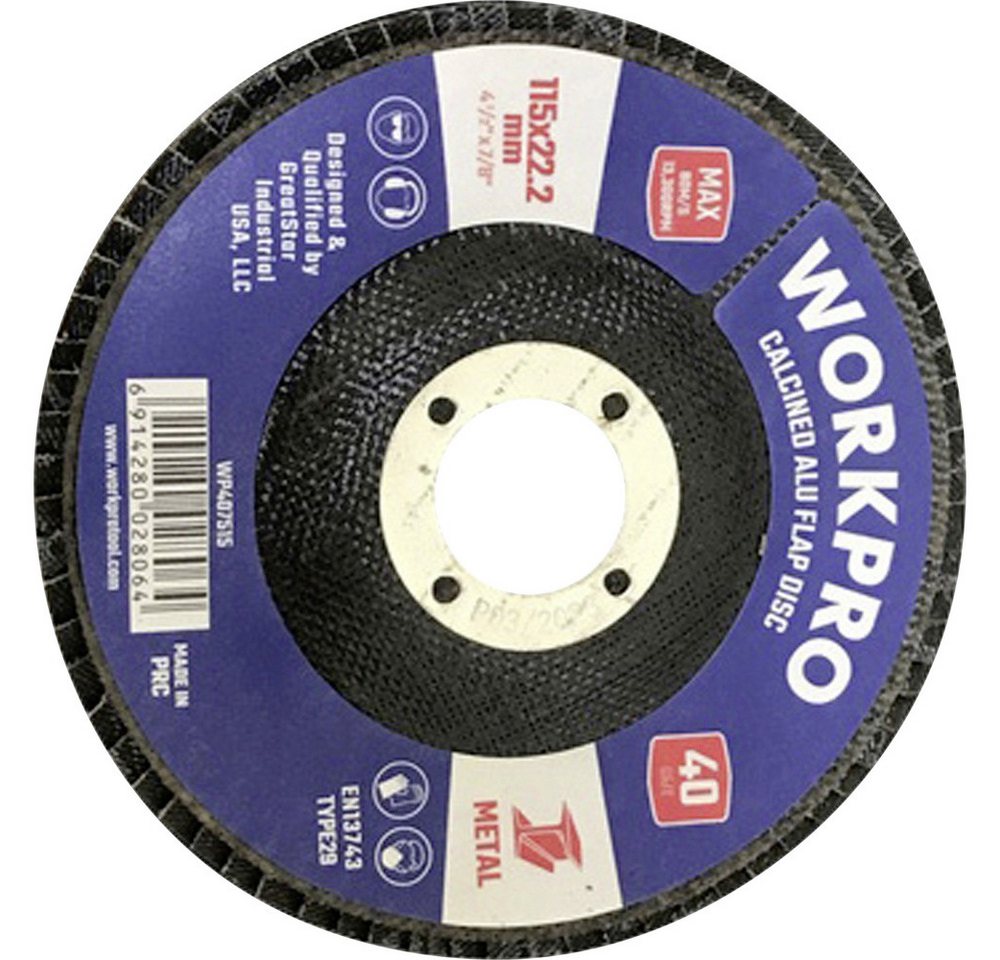 WorkPro Schleifscheibe WorkPro WP407515 Fächerschleifscheibe Durchmesser 115 mm Bohrungs-Ø 22 WorkPro Schleifscheibe WorkPro WP407515 Fächerschleifscheibe Durchmesser 115 mm Bohrungs-Ø 22 von WorkPro