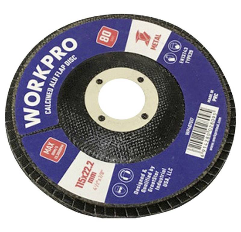 WorkPro Schleifscheibe WorkPro WP407517 Fächerschleifscheibe Durchmesser 115 mm Bohrungs-Ø 22 WorkPro Schleifscheibe WorkPro WP407517 Fächerschleifscheibe Durchmesser 115 mm Bohrungs-Ø 22 von WorkPro