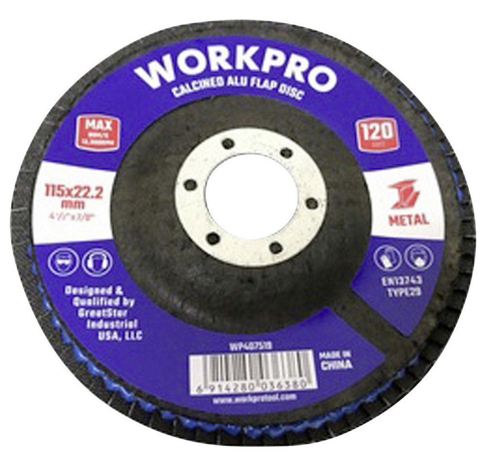 WorkPro Schleifscheibe WorkPro WP407519 Fächerschleifscheibe Durchmesser 115 mm Bohrungs-Ø 22 WorkPro Schleifscheibe WorkPro WP407519 Fächerschleifscheibe Durchmesser 115 mm Bohrungs-Ø 22 von WorkPro
