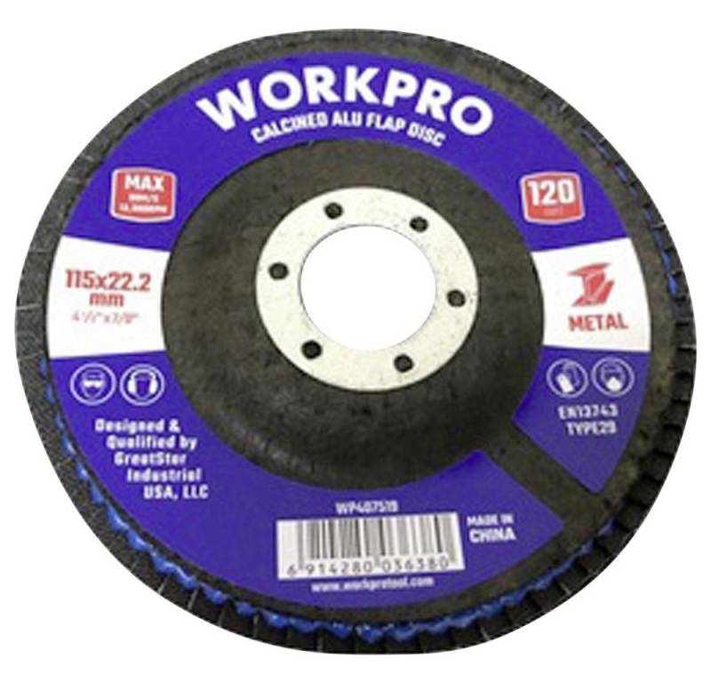 WorkPro Schleifscheibe WorkPro WP407519 Fächerschleifscheibe Durchmesser 115 mm Bohrungs-Ø 22 WorkPro Schleifscheibe WorkPro WP407519 Fächerschleifscheibe Durchmesser 115 mm Bohrungs-Ø 22 von WorkPro