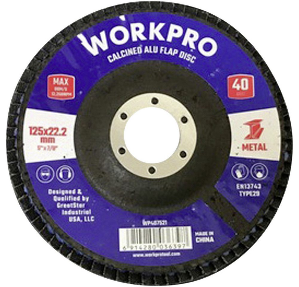 WorkPro Schleifscheibe WorkPro WP407521 Fächerschleifscheibe Durchmesser 125 mm Bohrungs-Ø 22 WorkPro Schleifscheibe WorkPro WP407521 Fächerschleifscheibe Durchmesser 125 mm Bohrungs-Ø 22 von WorkPro