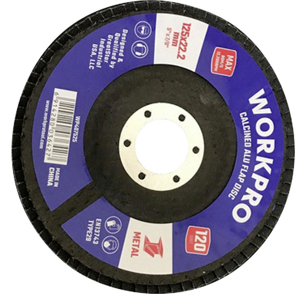 WorkPro Schleifscheibe WorkPro WP407525 Fächerschleifscheibe Durchmesser 125 mm Bohrungs-Ø 22 WorkPro Schleifscheibe WorkPro WP407525 Fächerschleifscheibe Durchmesser 125 mm Bohrungs-Ø 22 von WorkPro