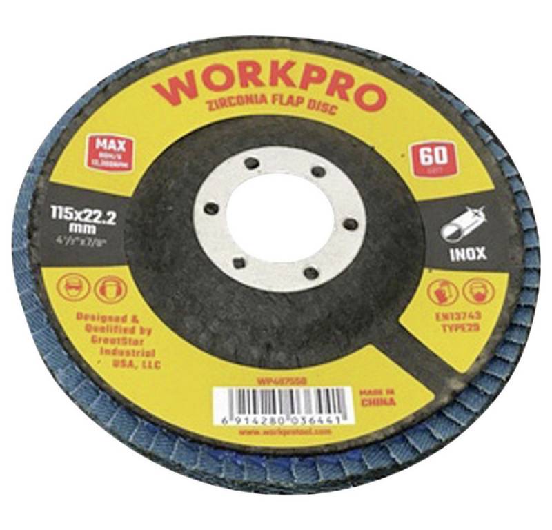 WorkPro Schleifscheibe WorkPro WP407550 Fächerschleifscheibe Durchmesser 115 mm Bohrungs-Ø 22 WorkPro Schleifscheibe WorkPro WP407550 Fächerschleifscheibe Durchmesser 115 mm Bohrungs-Ø 22 von WorkPro