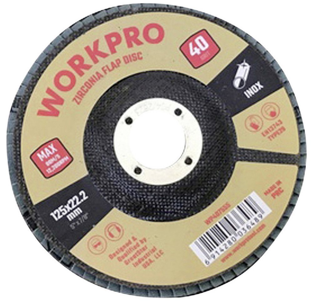 WorkPro Schleifscheibe WorkPro WP407555 Fächerschleifscheibe Durchmesser 125 mm Bohrungs-Ø 22 WorkPro Schleifscheibe WorkPro WP407555 Fächerschleifscheibe Durchmesser 125 mm Bohrungs-Ø 22 von WorkPro