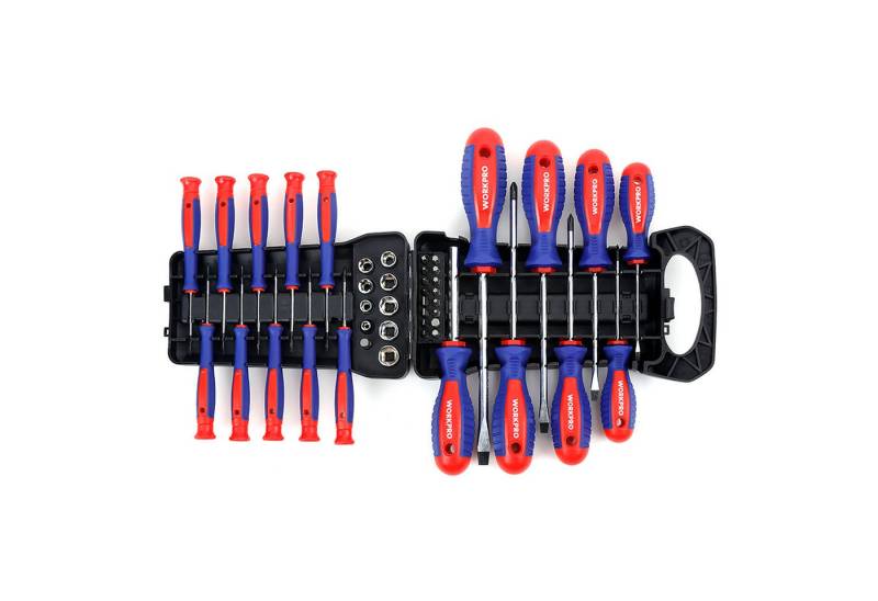 WorkPro Schraubendreher Bit Set 45tlg, CR-V Stahl, magnetischer Halter von WorkPro