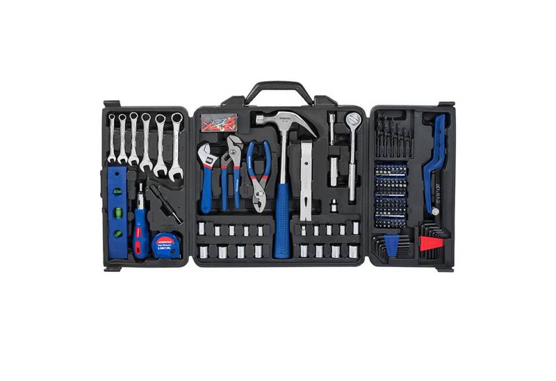 WorkPro Werkzeugkoffer 201-teilig, Schraubenschlüssel, Maßband, Ratschengriff von WorkPro